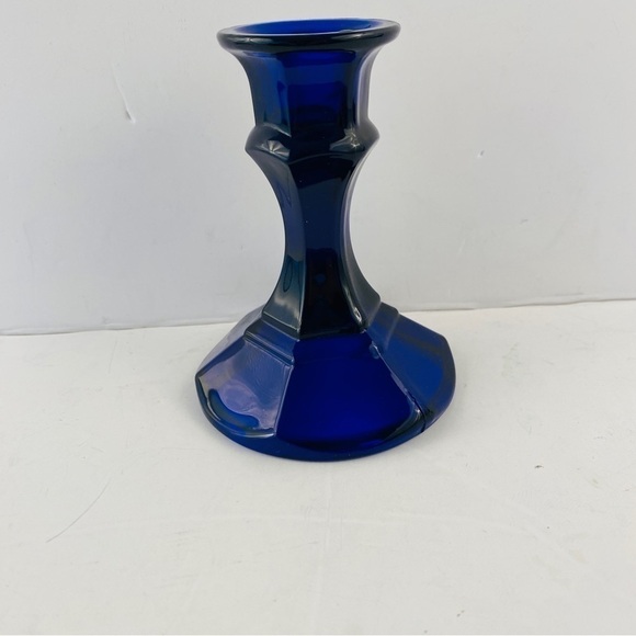 Cobalt glass candle holder small angular - Picture 6 of 10